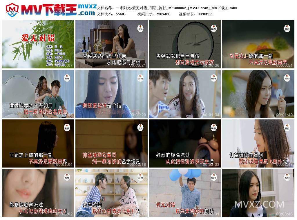 一米阳光-爱无对错_国语_流行_ME300062